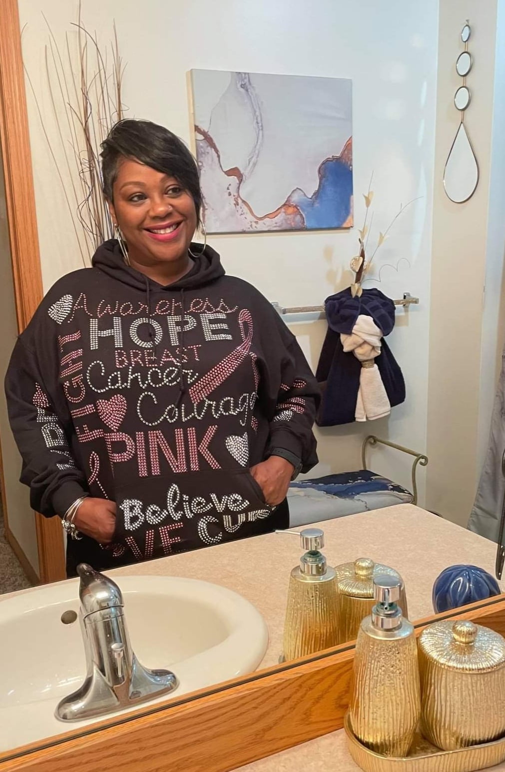 Breast Cancer Awareness all over bling hoodie